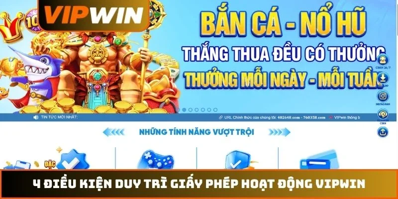 Giấy phép hoạt động VIPWIN 4 4 điều kiện duy trì giấy phép hoạt động VIPWIN
