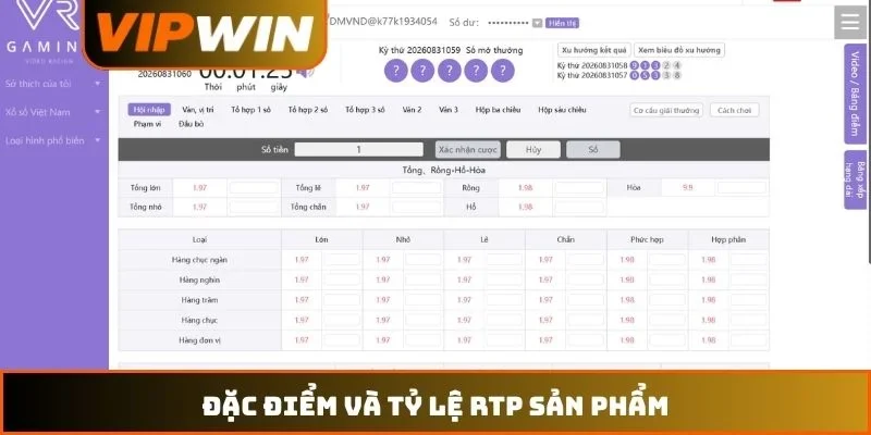 Xổ số VIPWIN 2 Đặc điểm và tỷ lệ RTP sản phẩm