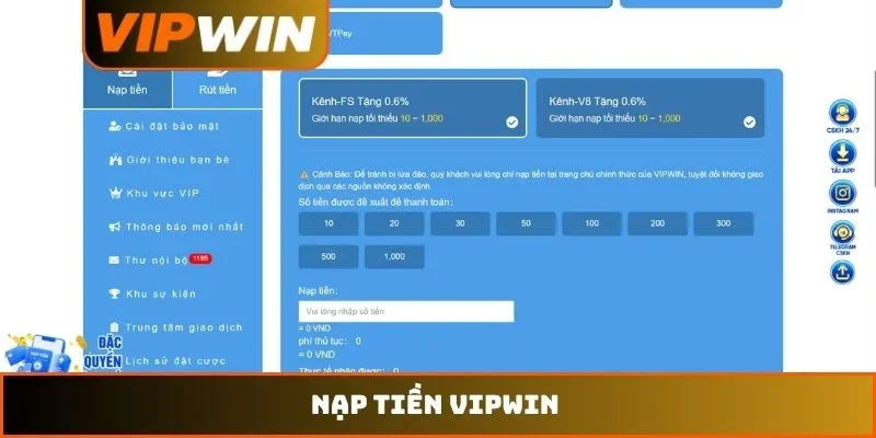 Nạp tiền VIPWIN